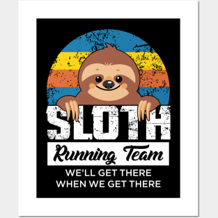 Funny Sloth Running Team Gifts Runner Running Lover Motivation Posters and Art